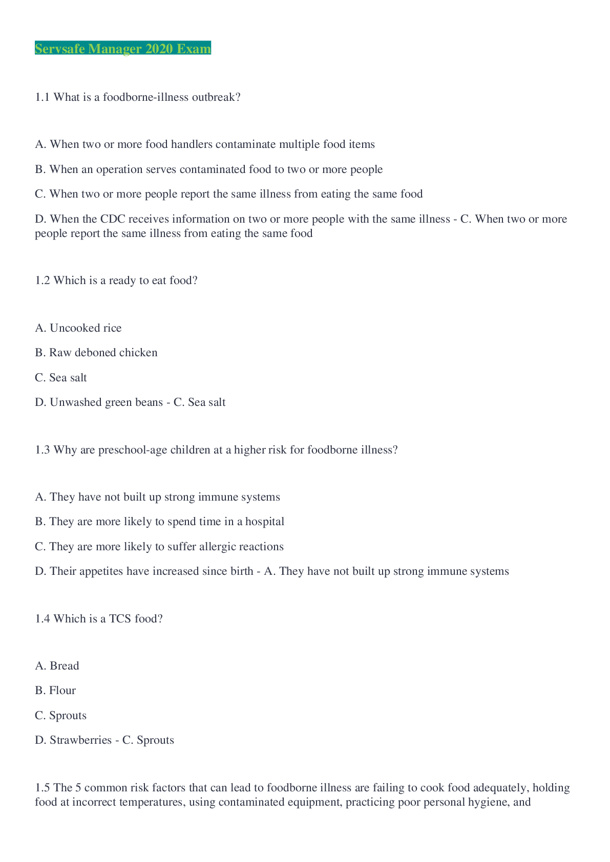 Preview image for Servsafe Manager 2020 Exam completed!